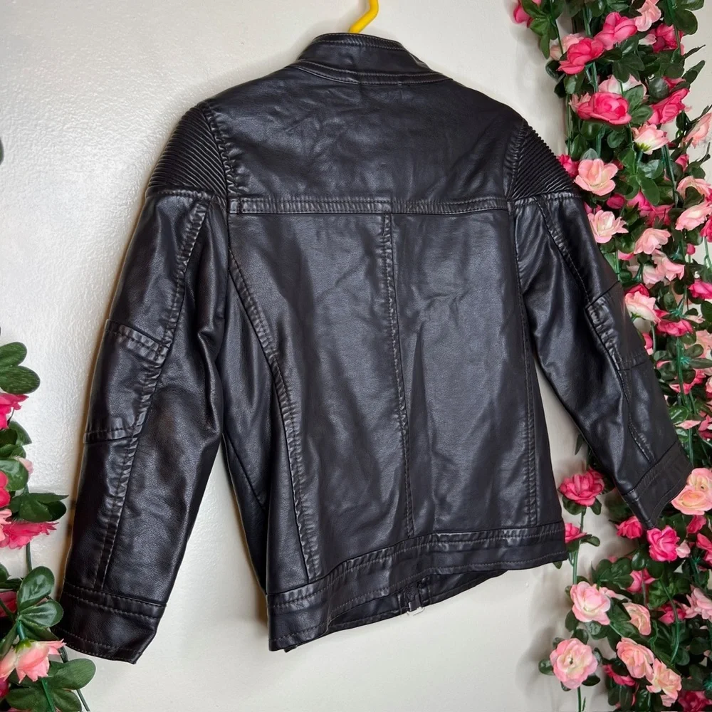 Urban Republic Black Pleather Toddler Zip Jacket Boys 3T Outdoor School Casual